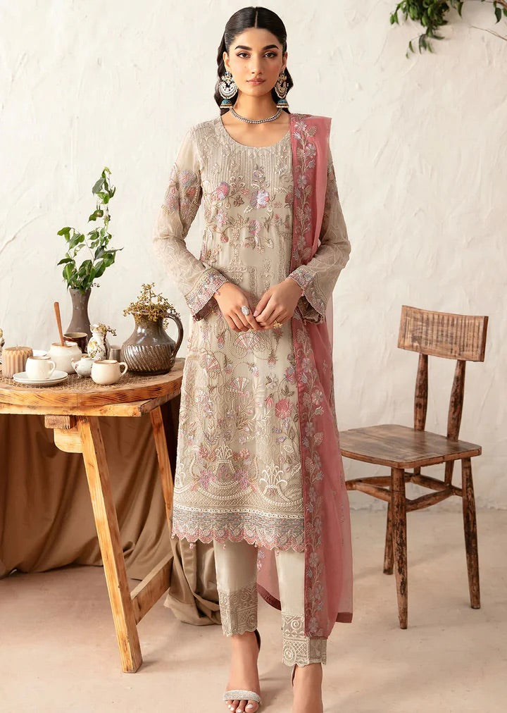 RAMSHA Rangoon VOL 12 Embroidered Chiffon Readymade D1212 HIRA TEXTILES