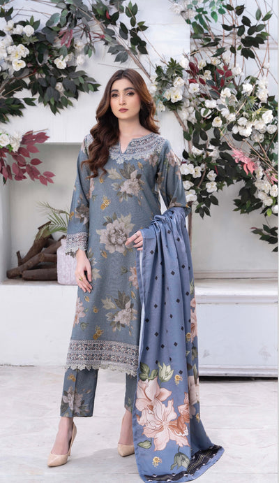 RANIYA.H ‘Safeena’ | Embroidered Dhanak Readymade | RHW-04