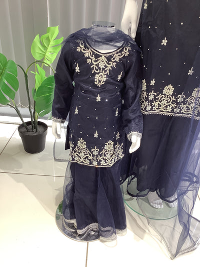 ASHA | Embroidered Hand Work Mother & Daughter Ready To Wear Blue | AS60