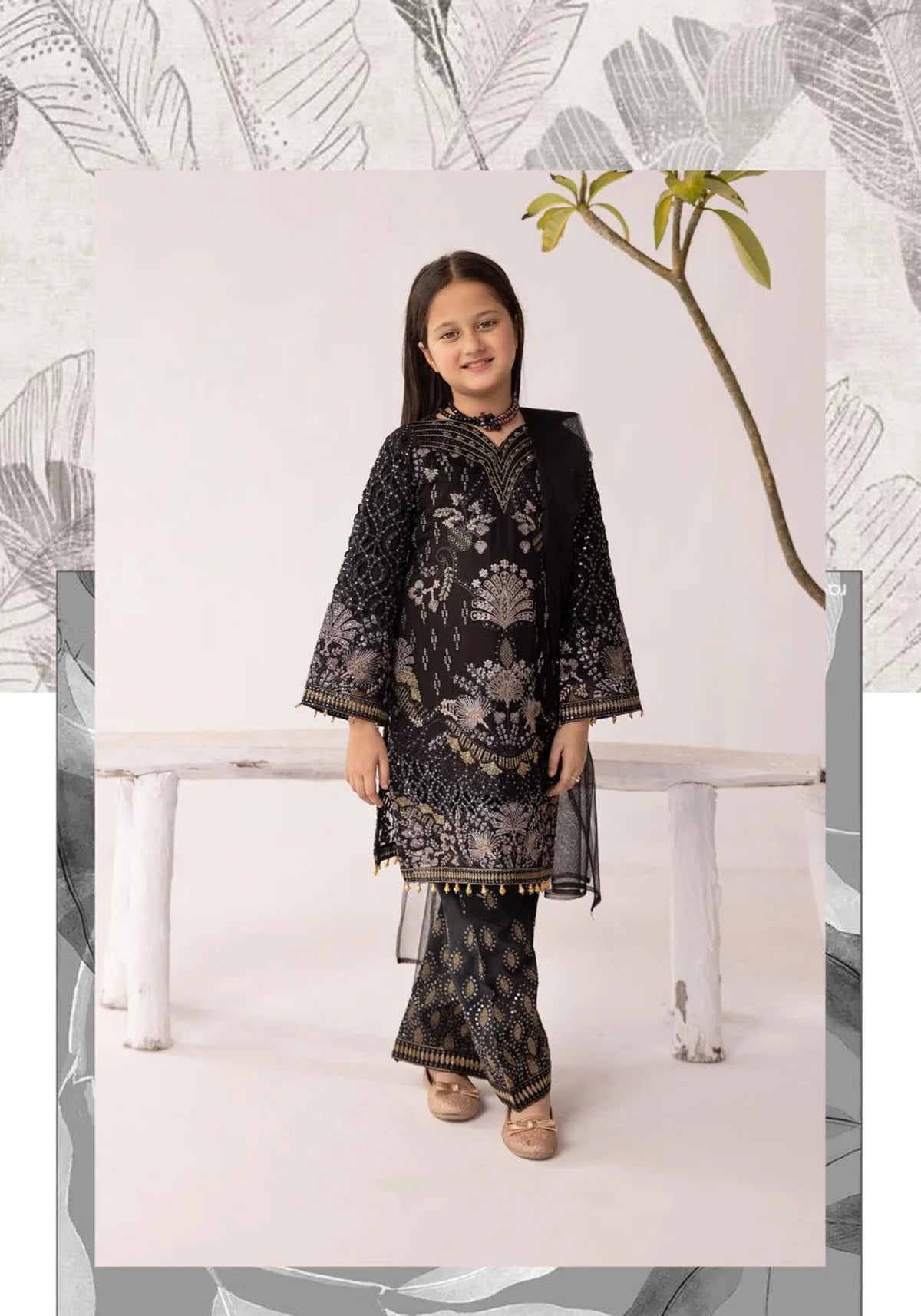 SIMRANS ‘Sienna’ | Embroidered Chiffon Mother & Daughter Readymade | SM579