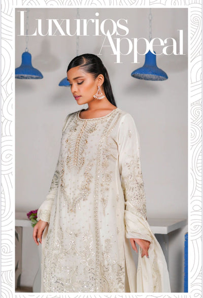 SIMRANS ‘Haseen’ | Embroidered Chiffon Readymade | SM761 (White)