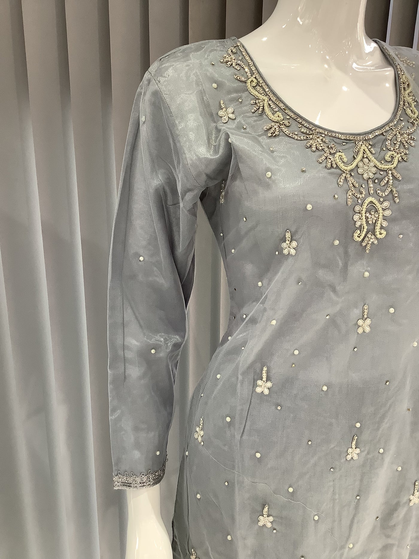 ASHA | Embroidered Hand Work Mother & Daughter Ready To Wear Grey | AS60