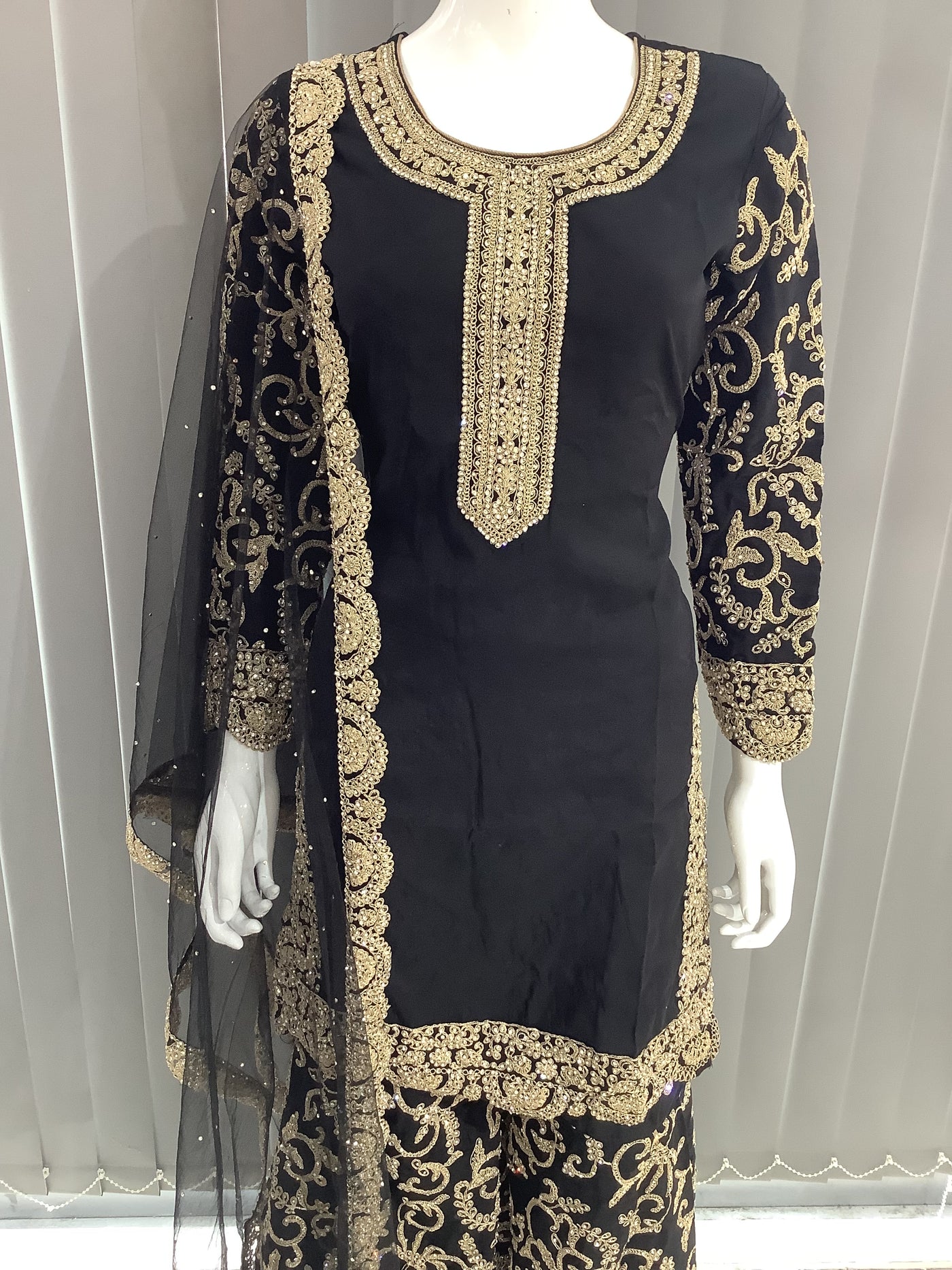 ASHA | Embroidered Dori Work  Ready To Wear Light Black | AS71