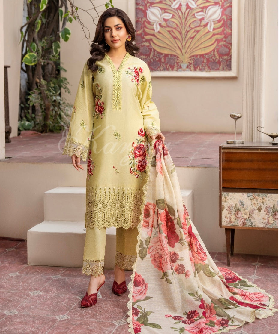 KARMA ‘Kayseria Vol 1’ | Embroidered Cotton Readymade | KC-1418 (Sandy Green)