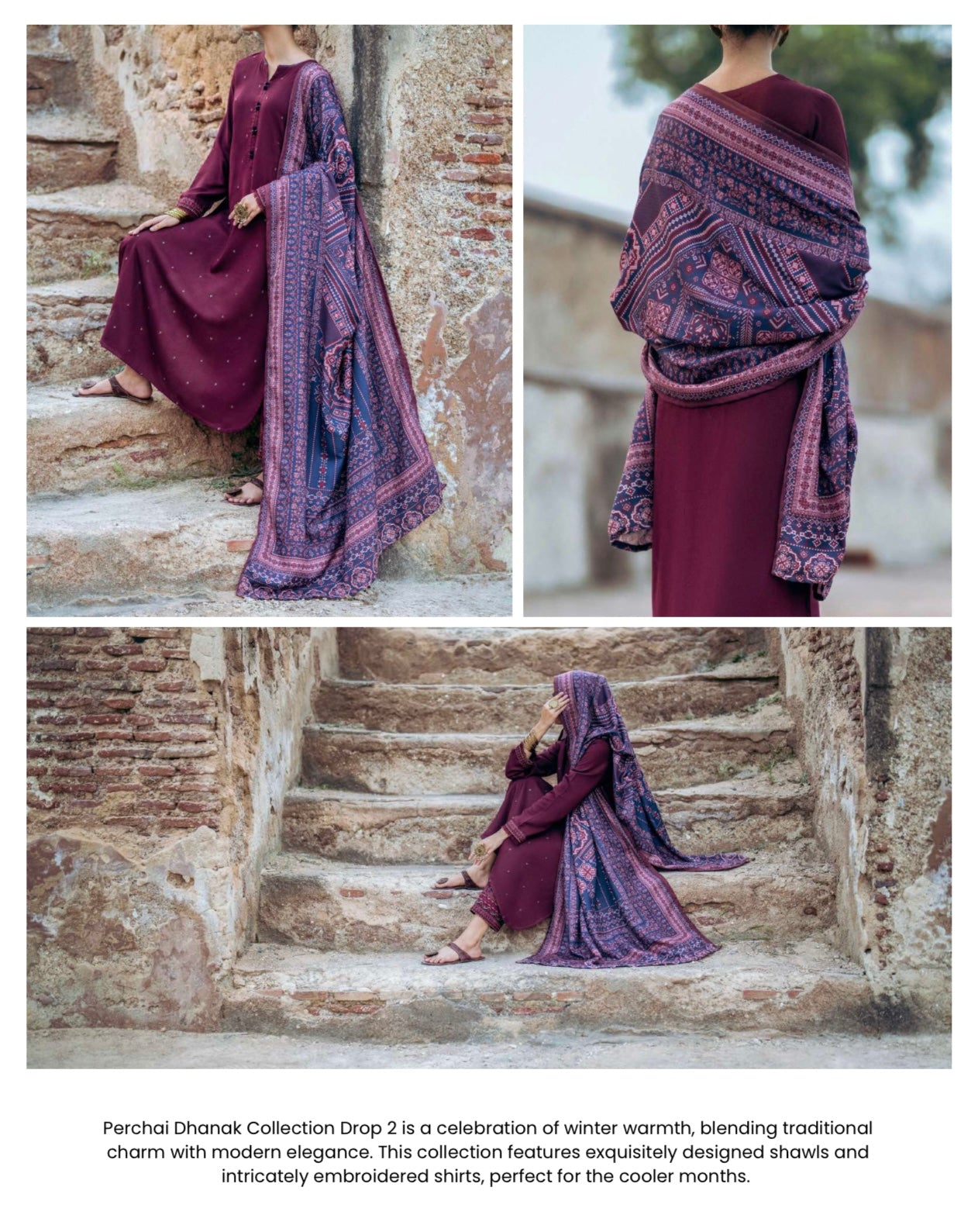 Casuallite ‘Perchai’ | Luxury Embroidered Dhanak Readymade | HT246