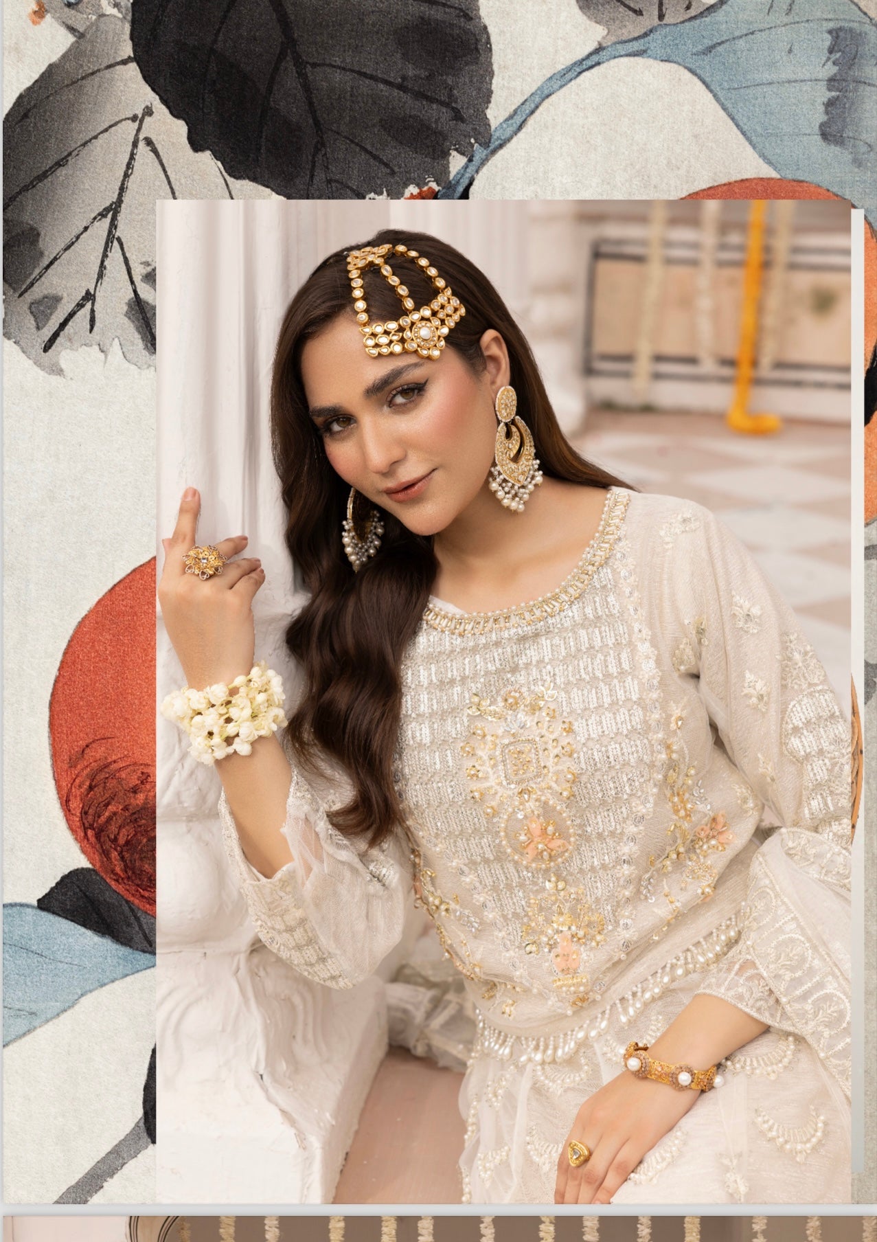 SIMRANS ‘Ivana’ | Embroidered  Net Readymade Wedding Collection| SM684  (Off-White)