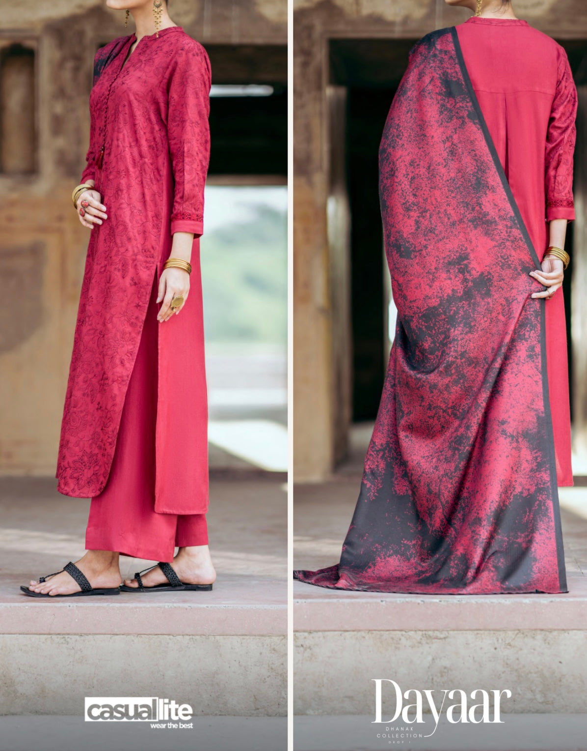 Casuallite ‘Dayaar’ | Luxury Embroidered Dhanak Readymade | HT243