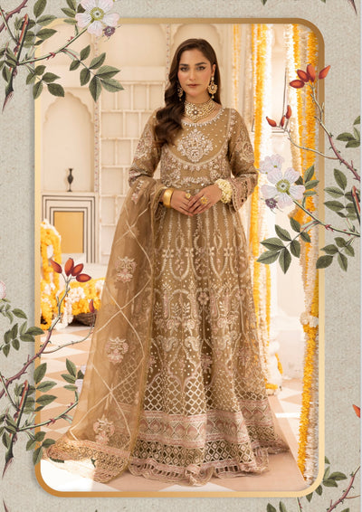 SIMRANS ‘Ivana’ | Embroidered  Net Readymade Wedding Collection| SM681 (Brown)