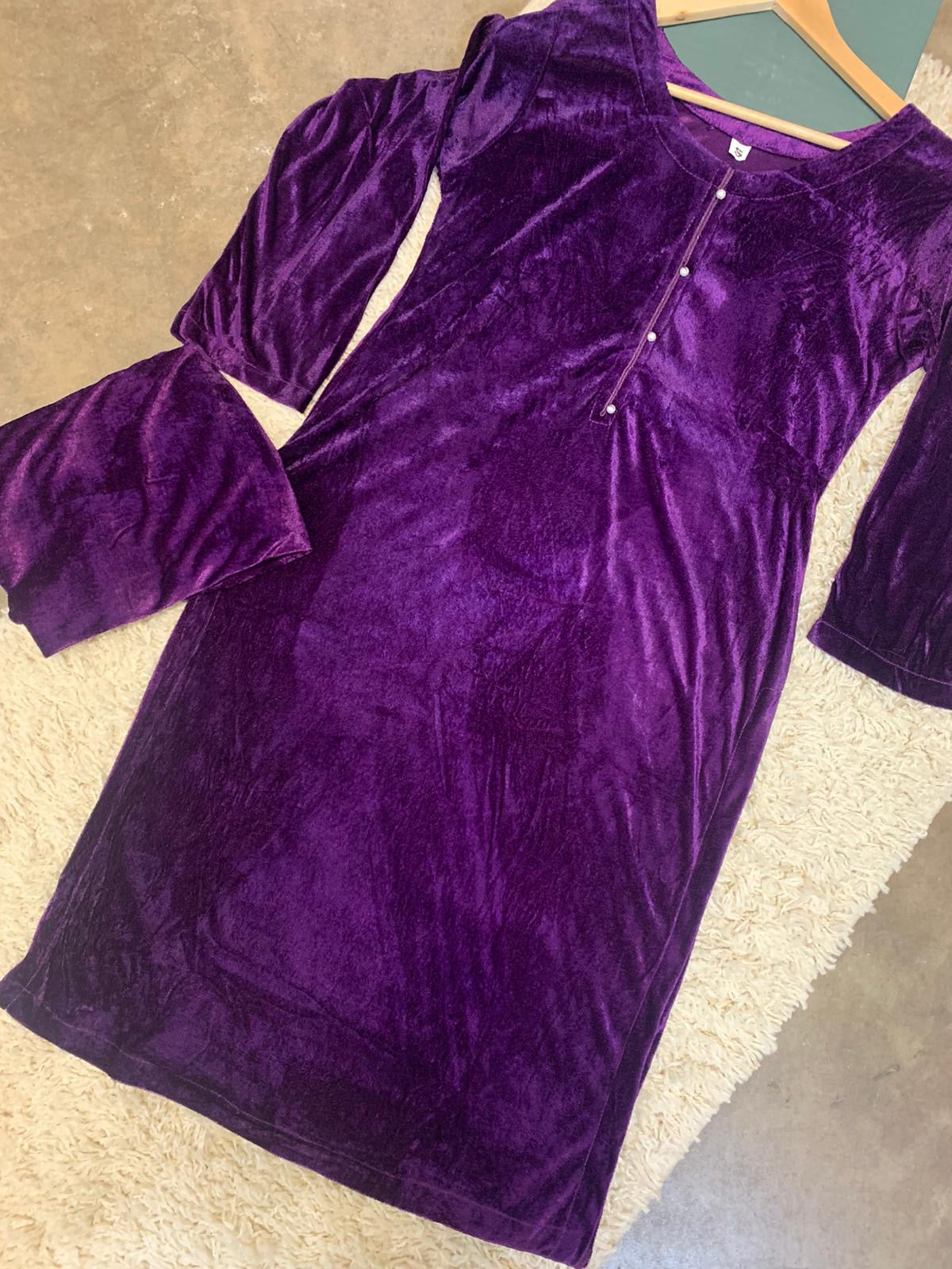 S Creations ‘Hadiya’ | Velvet 2pc Readymade | SC133 (Purple)