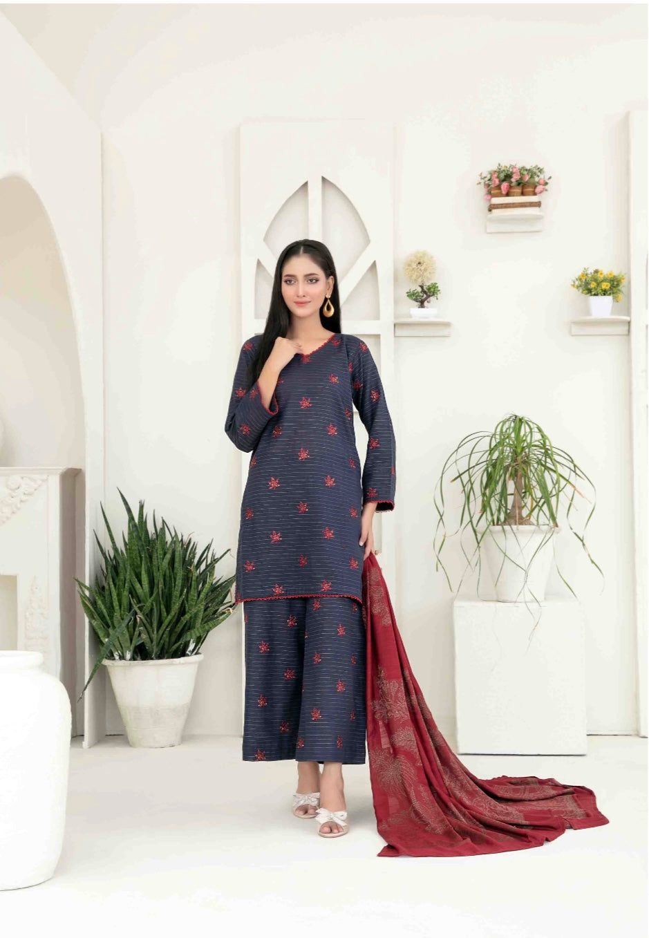 TAWAKKAL ‘Megara’ | Embroidered Khaddar Readymade | D3861