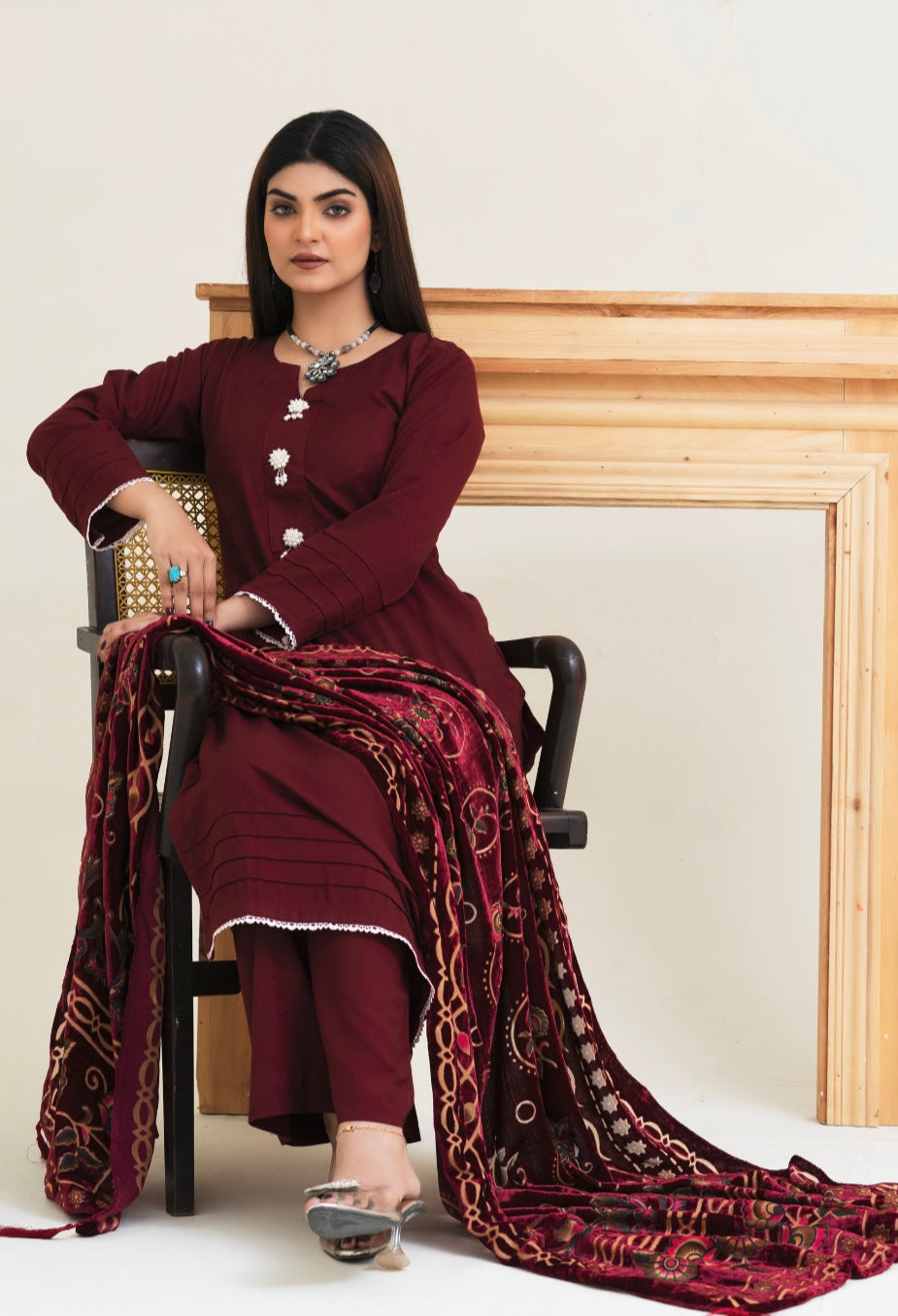 Embroidered Dhanak Palachi Dupatta Readymade | RGZ004