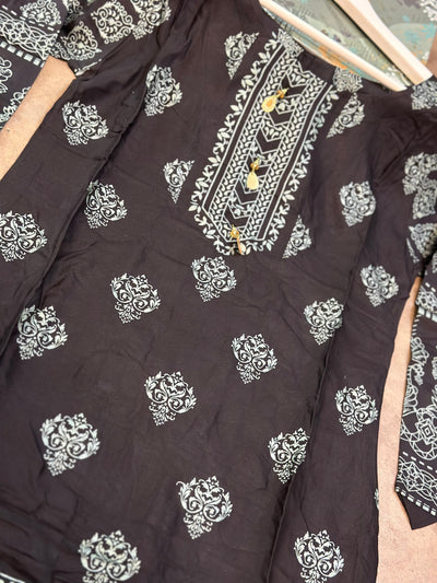 S Creations | Linen Printed 2pc Readymade | SC099 (Black & Green)