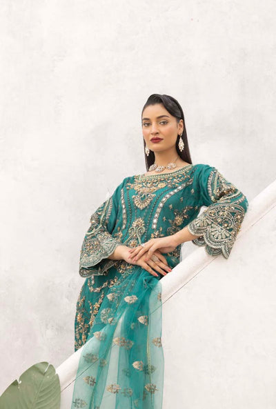 SIMRANS ‘Ivana’ | Embroidered  Net Readymade Wedding Collection| SM660 (Green)