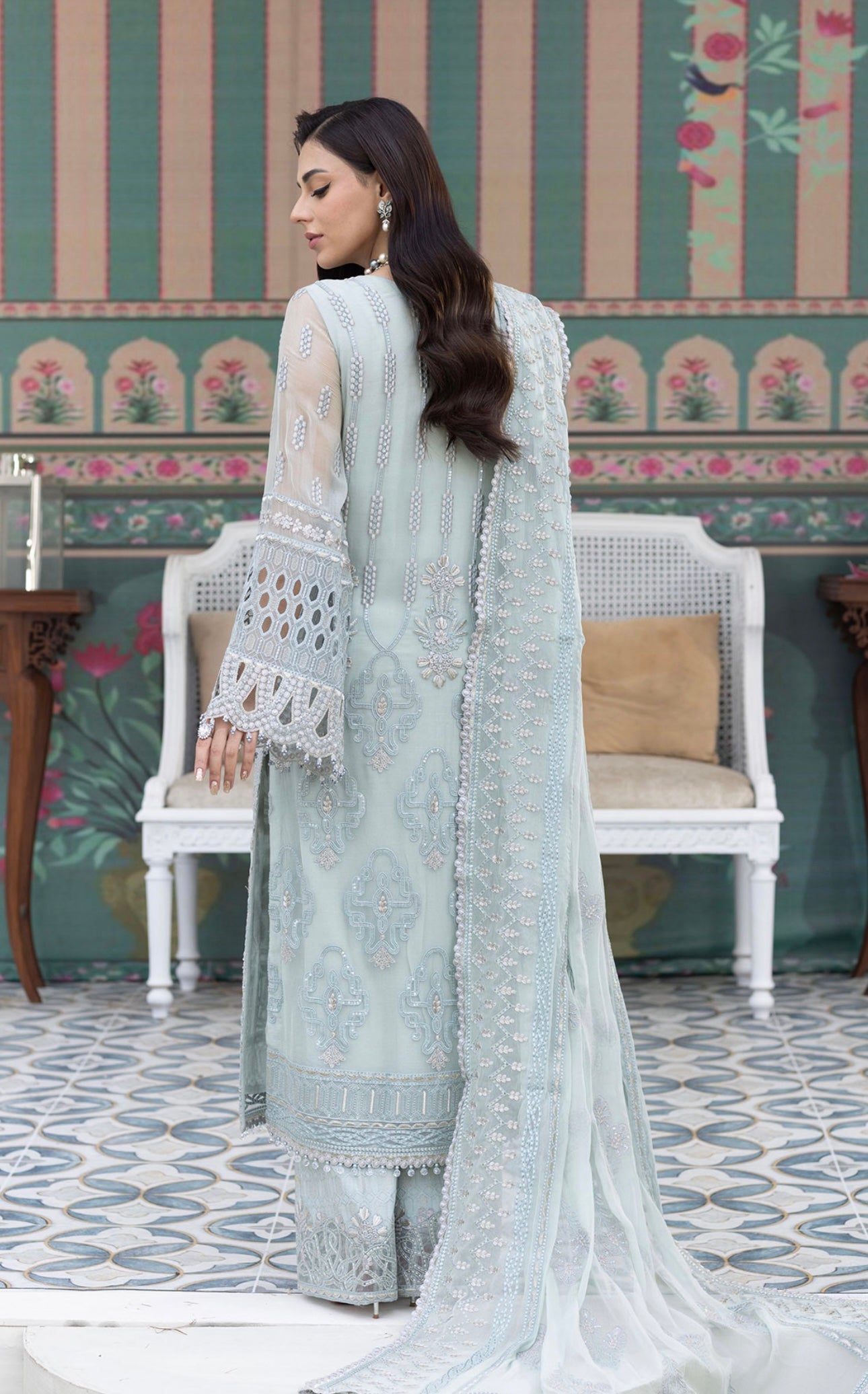 SIMRANS ‘Sienna’ | Embroidered Chiffon  Readymade | SM582