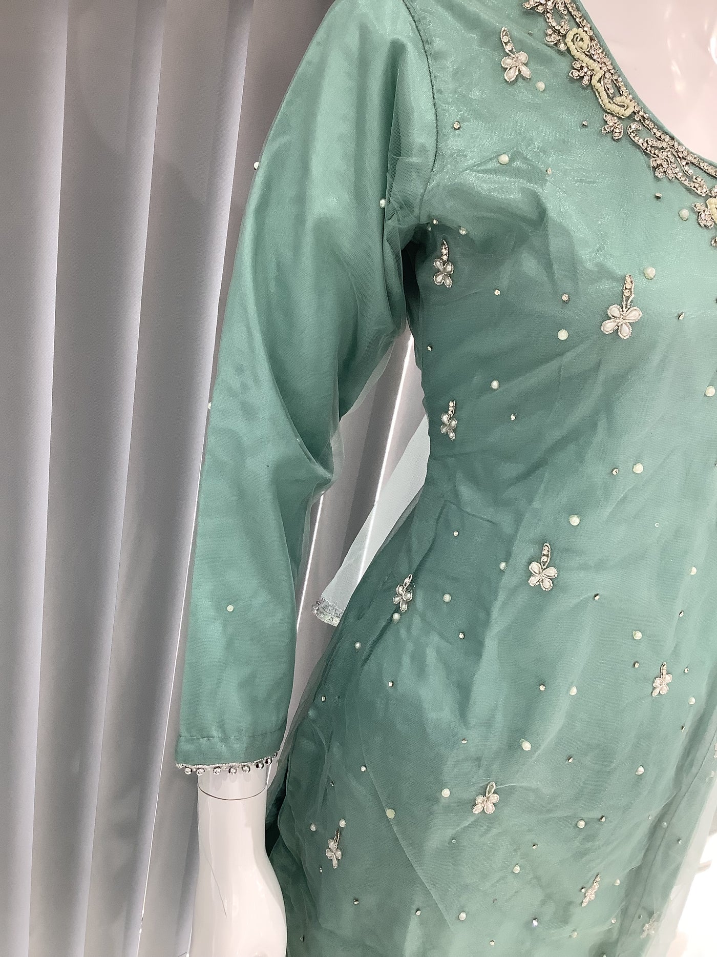 ASHA | Embroidered Hand Work Mother & Daughter Ready To Wear Teal | AS60