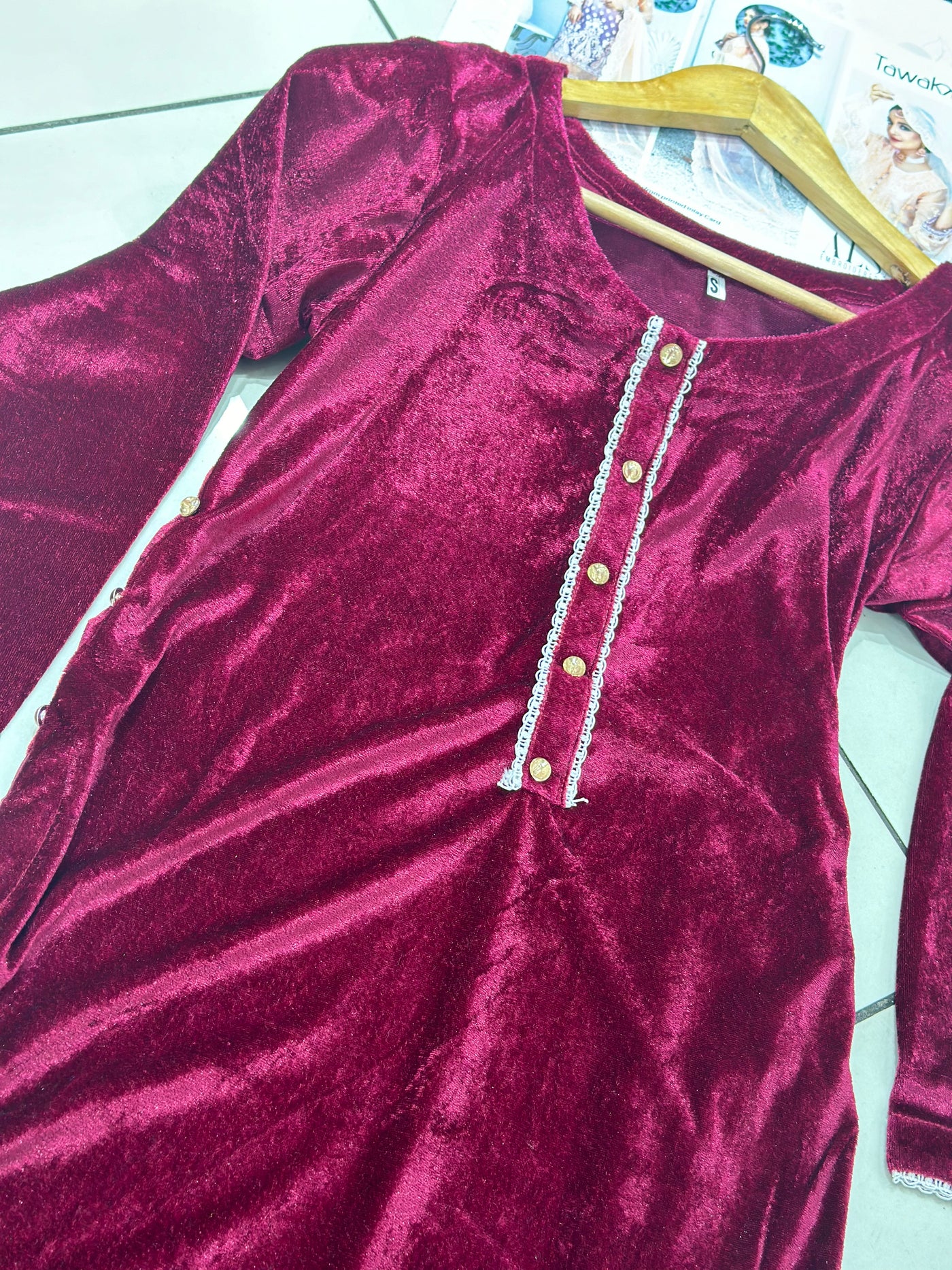 KHADIJAH’S | Embroidered Velvet 2pc Readymade | KJ153