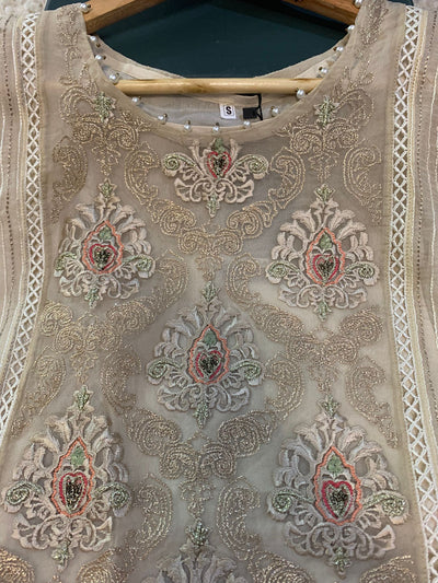 Gold Embroidered Chiffon Readymade | NIL25