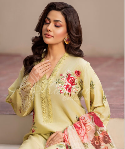 KARMA ‘Kayseria Vol 1’ | Embroidered Cotton Readymade | KC-1418 (Sandy Green)