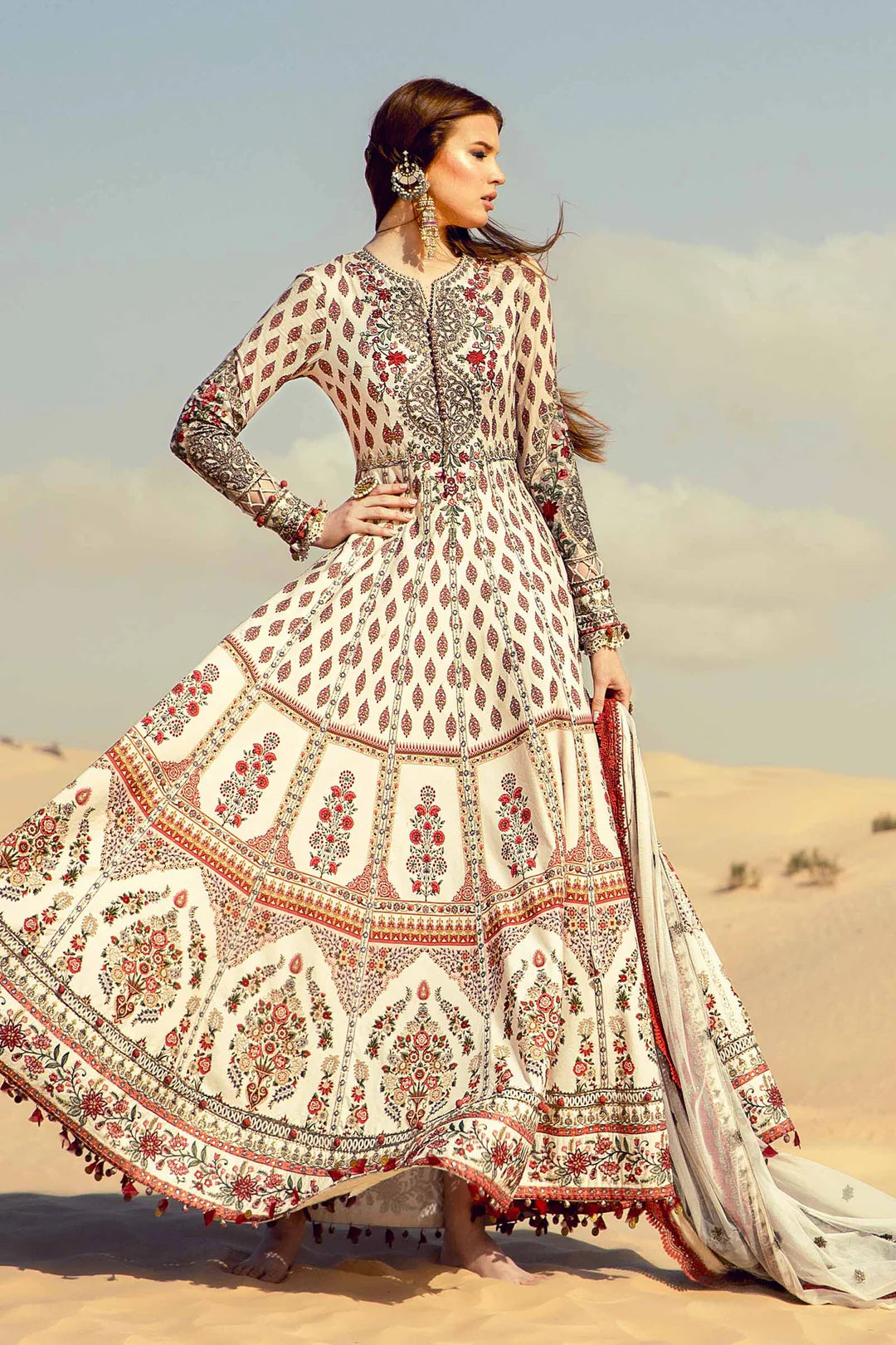 Maria B Inspired | Embroidered Cotton Readymade  | HT306 (Cream)