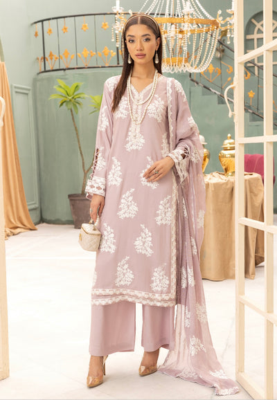 SIMRANS ‘Zahra Noor’ | Embroidered Linen Readymade | SM680 (Dusty Pink)