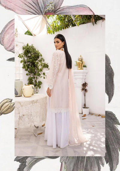 SIMRANS ‘Image’ | Embroidered Chikenkari Shararah Readymade | SM571 (Peach)