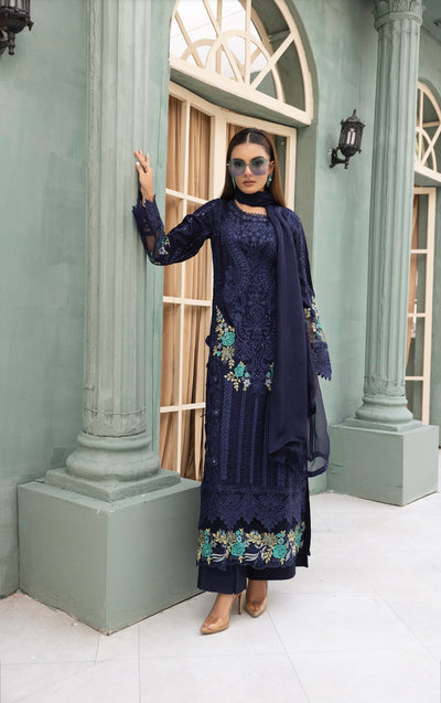 SIMRANS ‘Aisha MB’ | Embroidered Linenkari Readymade | SM696