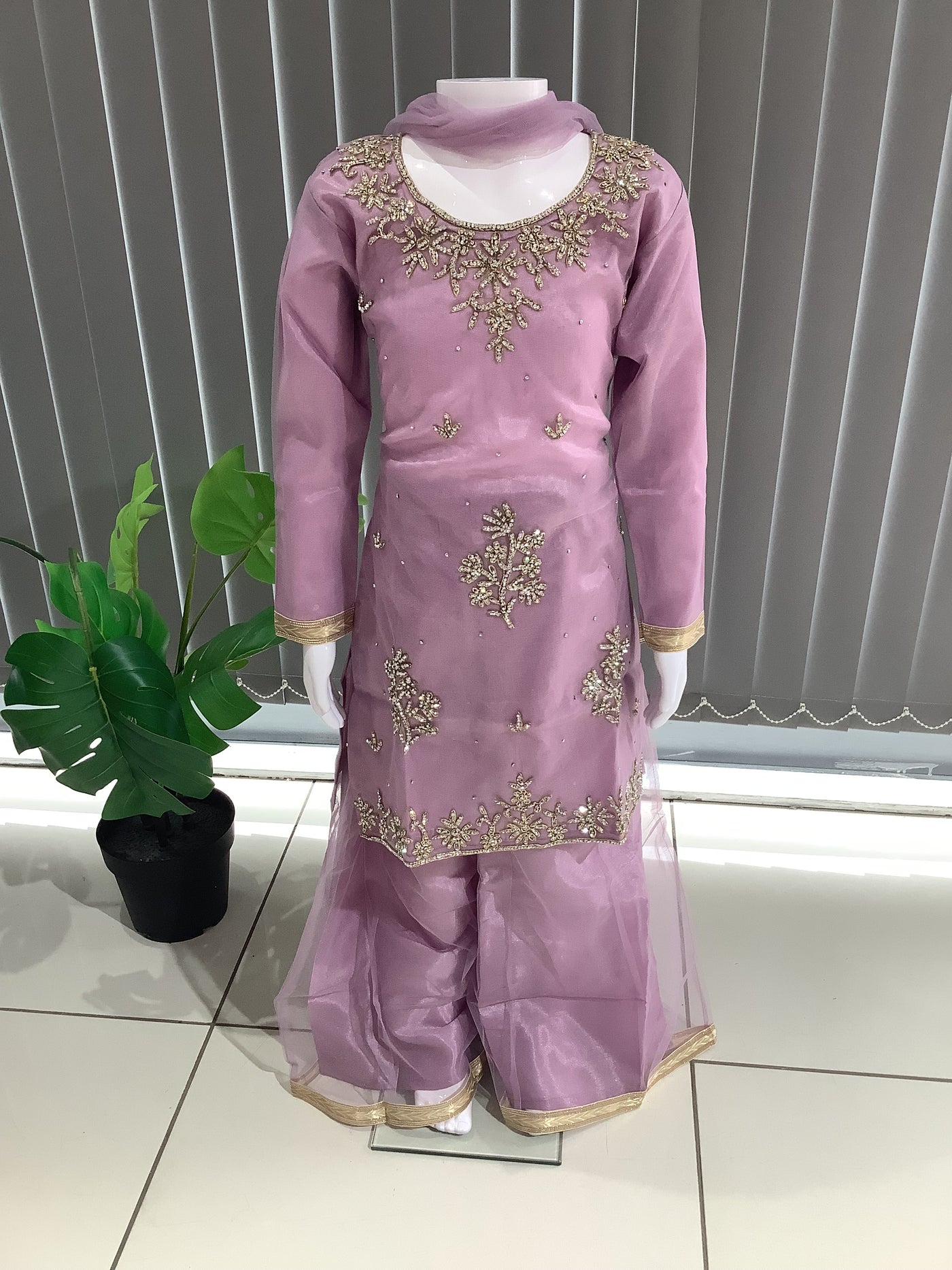 ASHA | Embroidered Hand Work Kids Ready To Wear Pink | AS61