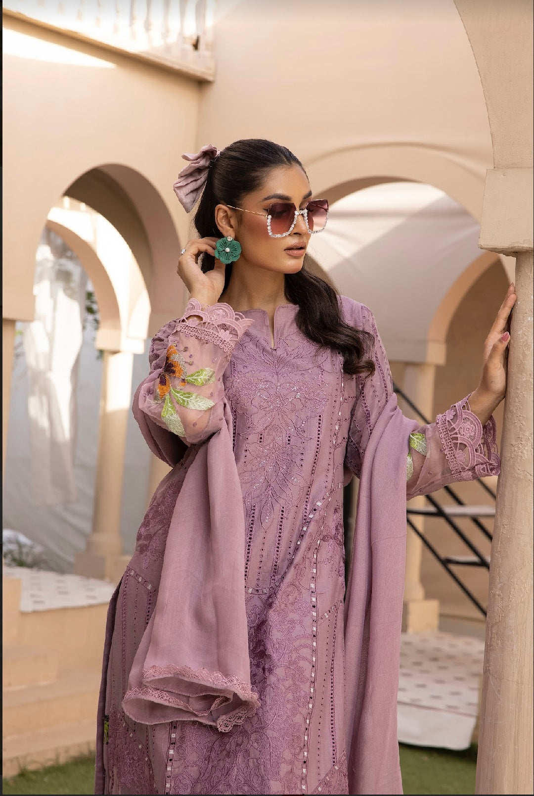 SIMRANS ‘Maria B Inspired’ | Embroidered Cotton Mother & Daughter Readymade | SM602 (Purple)