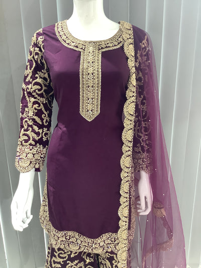 ASHA | Embroidered Dori Work  Ready To Wear Light Purple | AS71