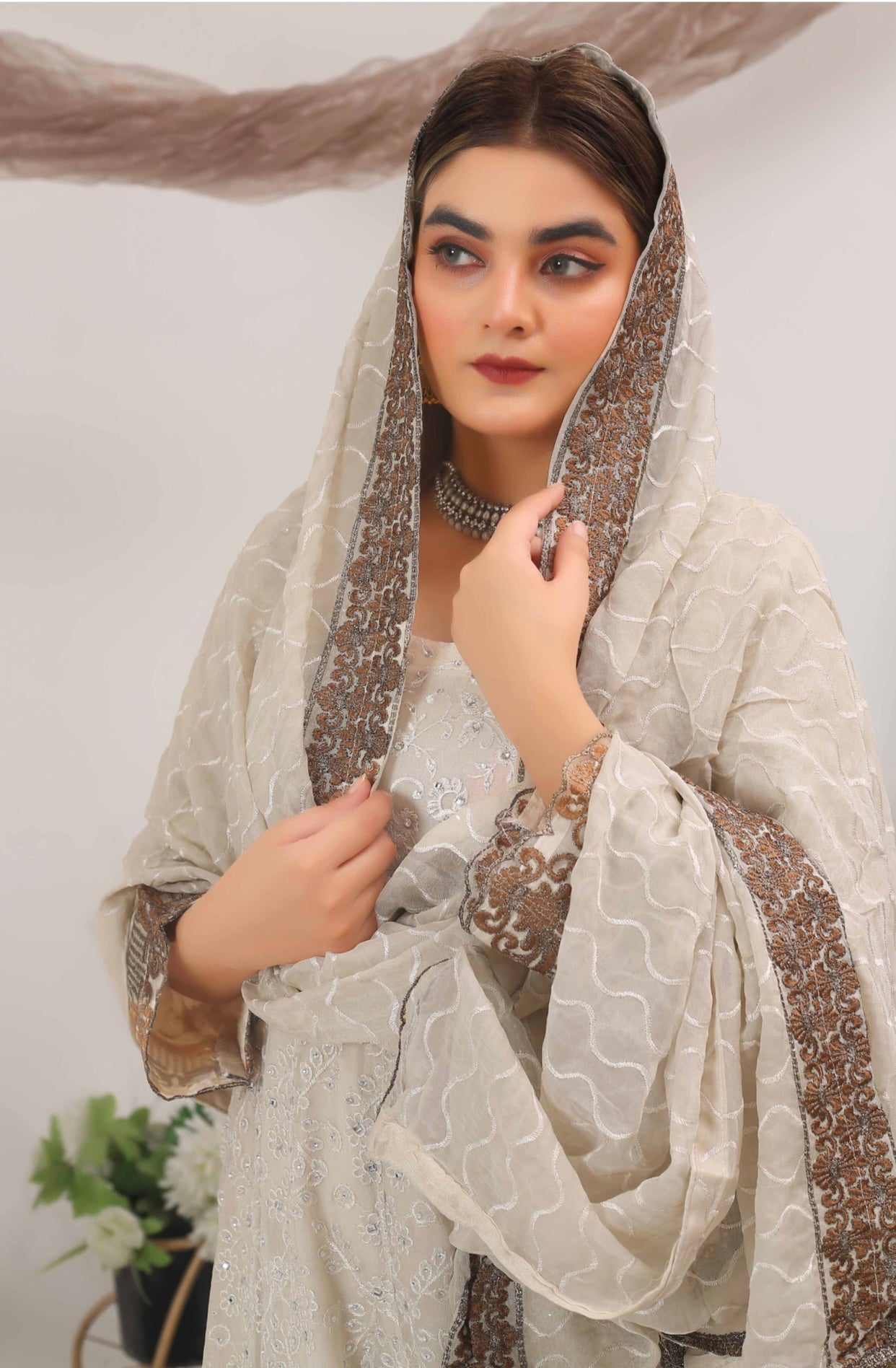 KHADIJAH’S | Chiffon Embroidered Frock Readymade | KJ117