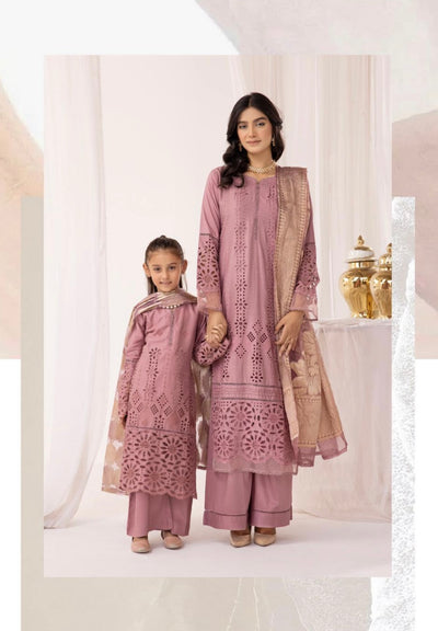 SIMRANS ‘IVY’ | Embroidered Chikankari Mother & Daughter Readymade | SM562 (Pink)