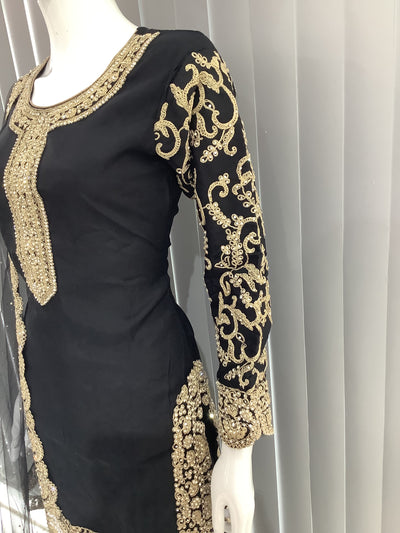 ASHA | Embroidered Dori Work  Ready To Wear Light Black | AS71