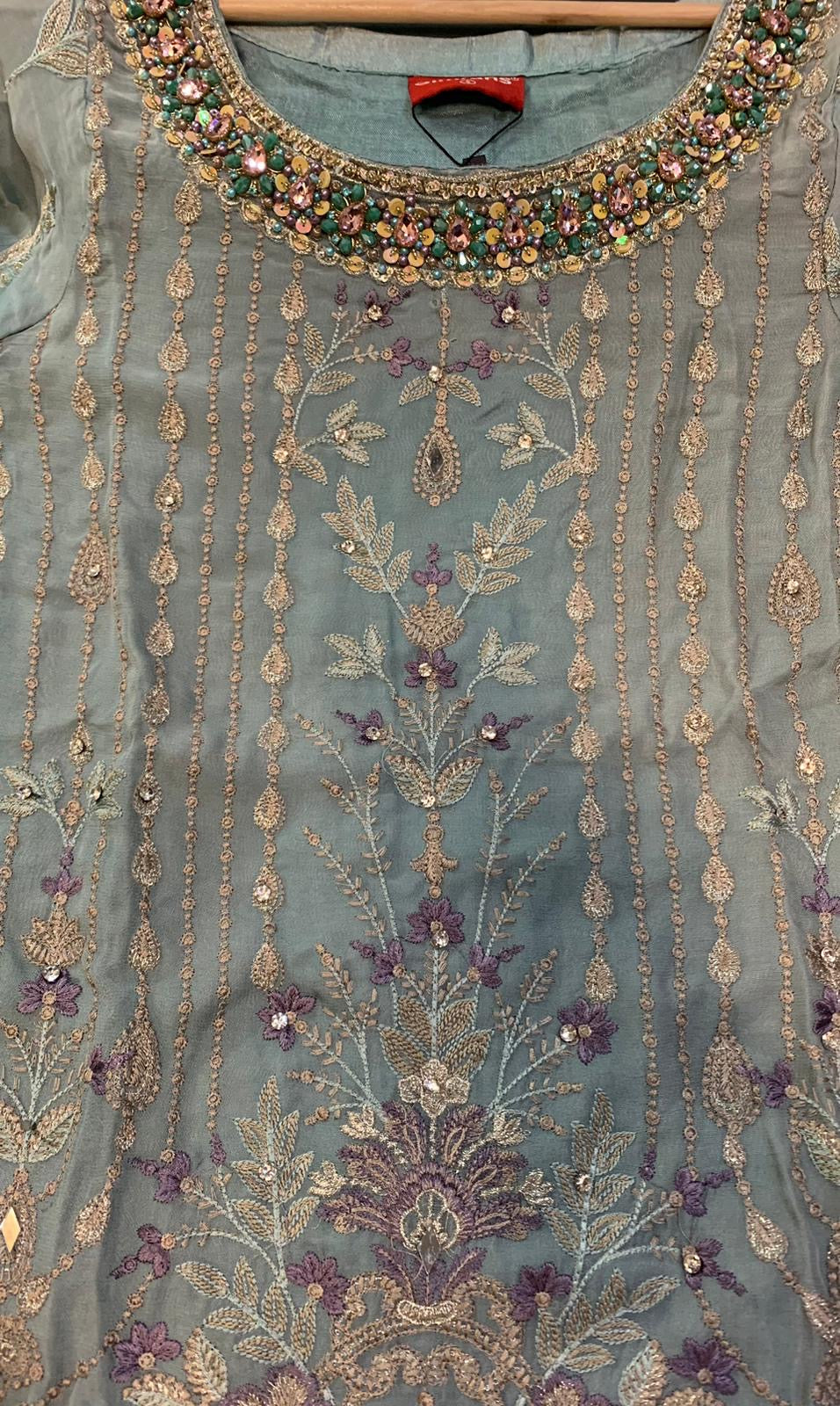 Blue Embroidered Chiffon Readymade | NIL26 (Faulty)