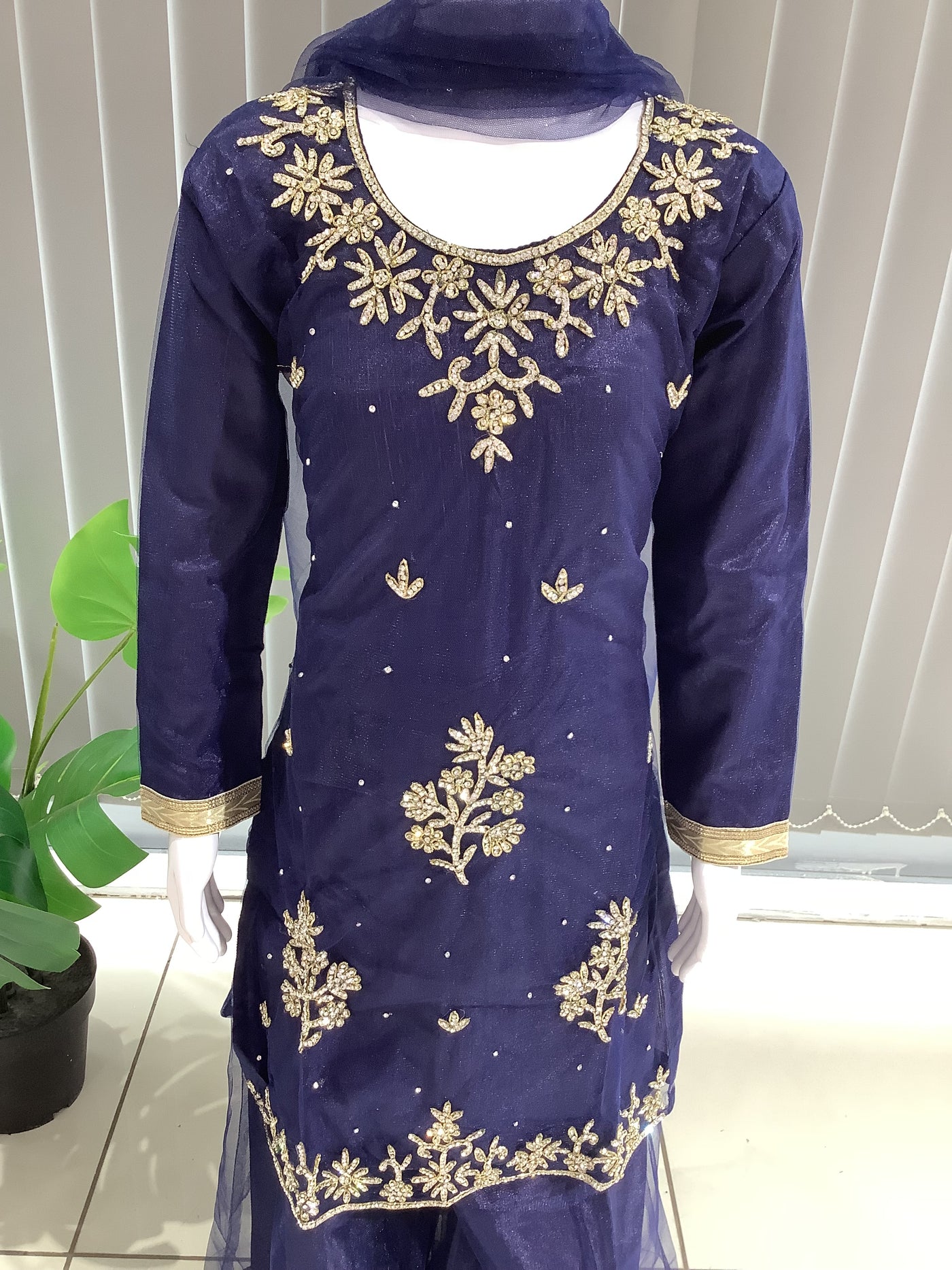 ASHA | Embroidered Hand Work Kids Ready To Wear Blue| AS61