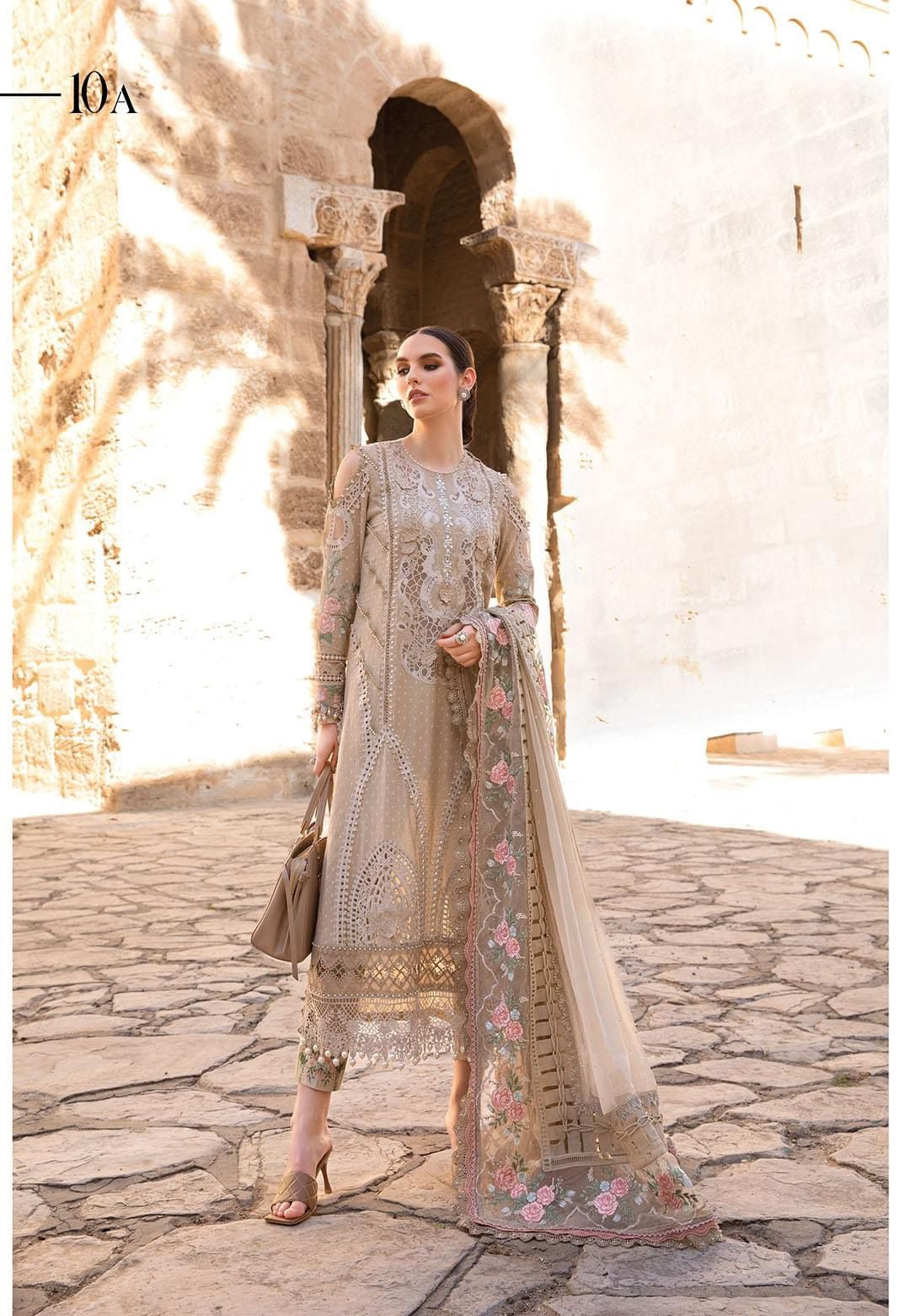 Maria B Inspired | Embroidered Cotton Readymade  | HT315 (Beige)