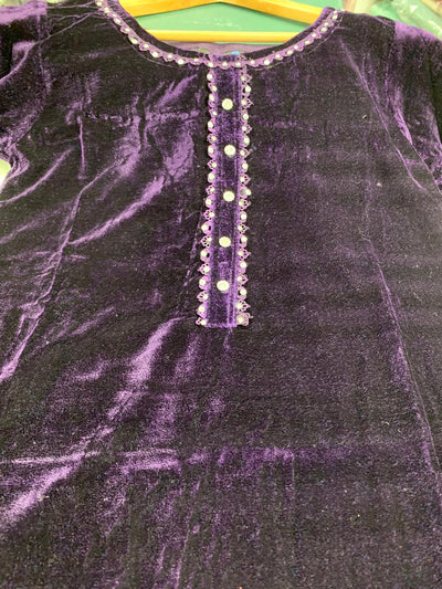 KHADIJAH’S | Embroidered Fancy Velvet 3pc Readymade | KJ165 (Purple)