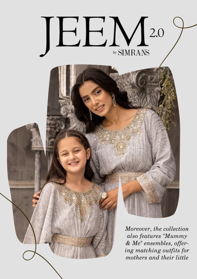 SIMRANS ‘Jeem’ | Embroidered Chiffon Modest Mother & Daughter Readymade | SM601 (Grey)