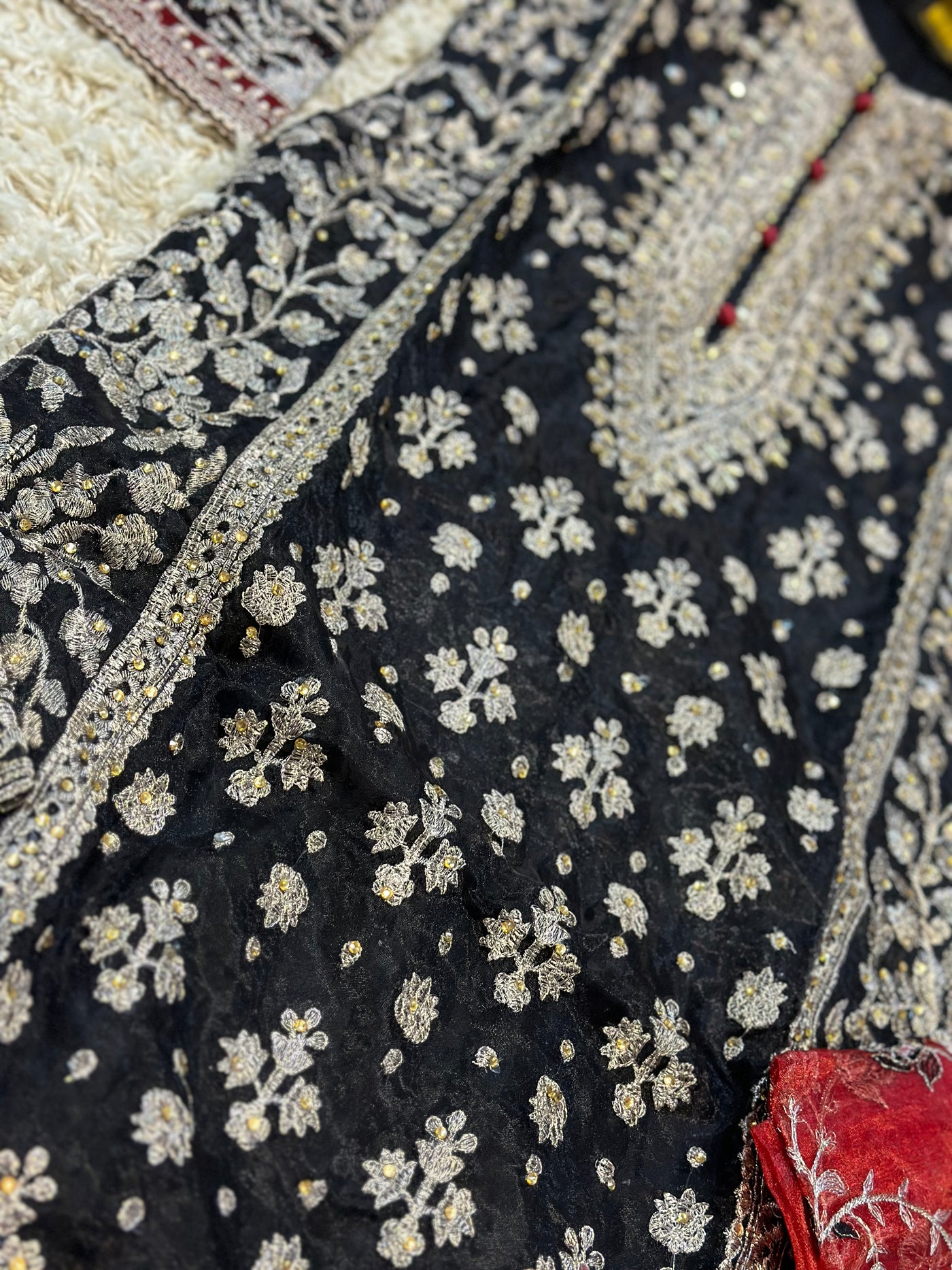 S Creations | Embroidered Organza Readymade | SC107 (Black)