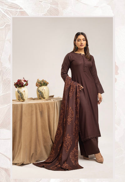 SIMRANS ‘Azure’ | Embroidered Dhanak Readymade | SM734 (Brown)