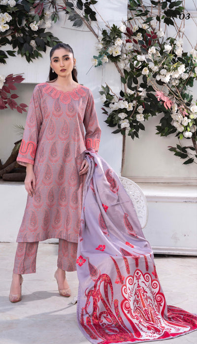 RANIYA.H ‘Safeena’ | Embroidered Dhanak Readymade | RHW-05