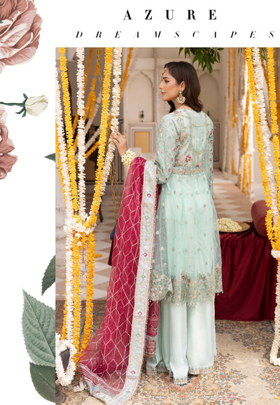 SIMRANS ‘Ivana’ | Embroidered  Net Readymade Wedding Collection| SM683 (Mint Green)