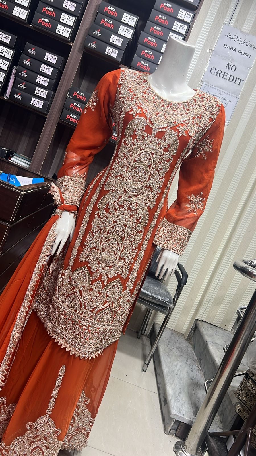 ShaZaib | Embroidered Chiffon Shararah Mother & Daughter Readymade | SZ197 (Orange)