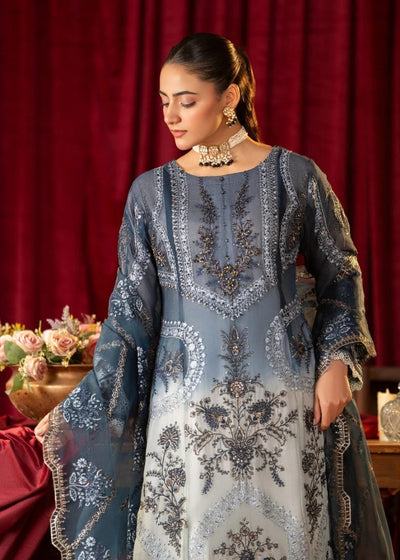 SIMRANS ‘Maria B Inspired’ | Embroidered Chiffon Readymade | SM743 (Blue-Grey)