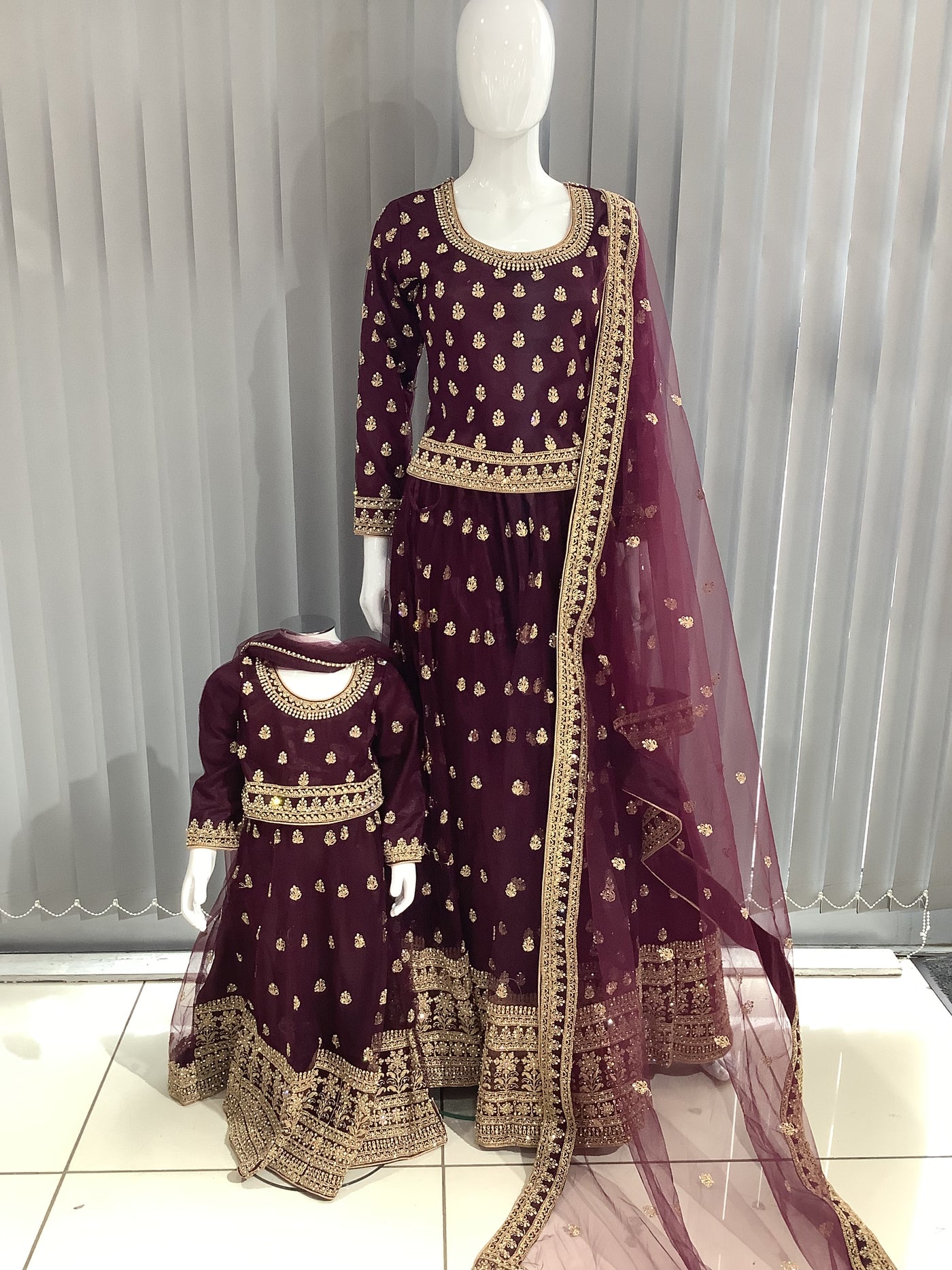 ASHA | Embroidered Net Dori Work Mother & Daughter Lehanga Choli Ready To Wear | AS58