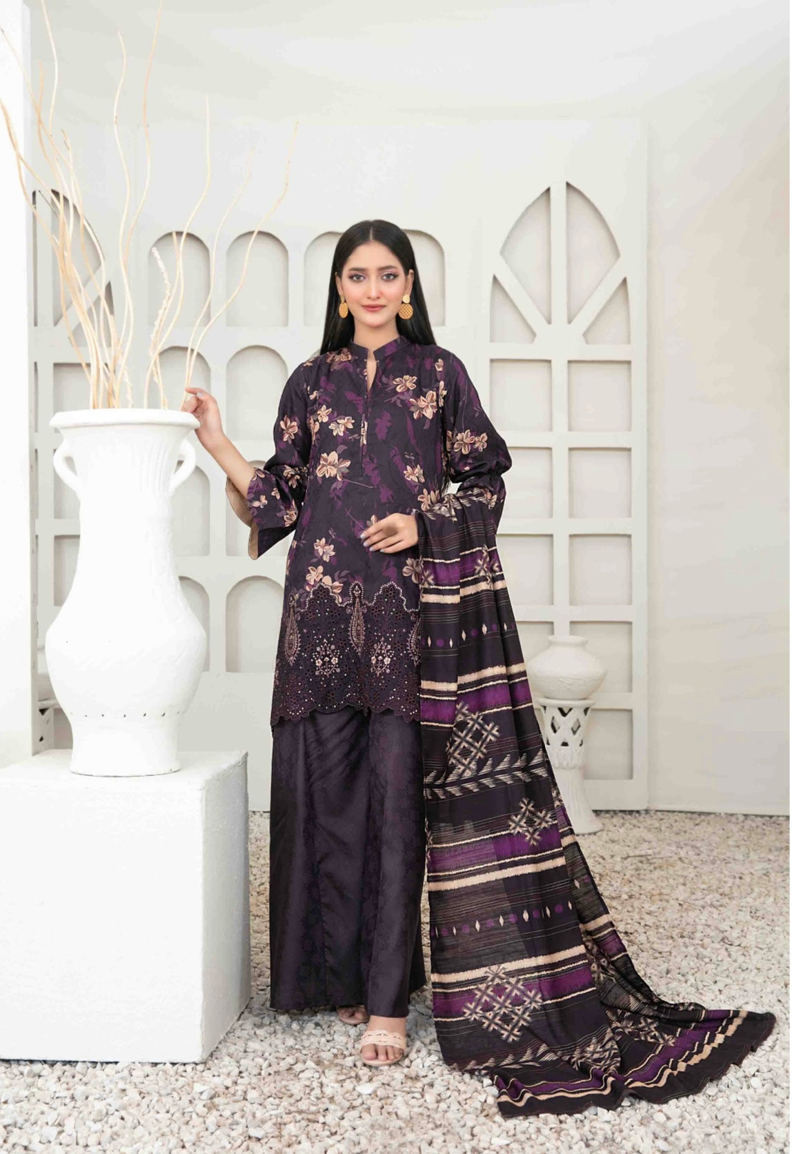 TAWAKKAL ‘Harika’ | Embroidered Viscose Jacquard Readymade | D4047