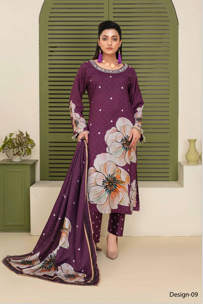 ASHYANA ‘Vol 21’ | Embroidered Handwork Linen 3pc Readymade  | ARD07