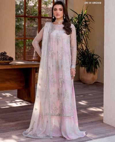 ZARIF ‘Iris’ | Embroidered Net Readymade | ZRI-01