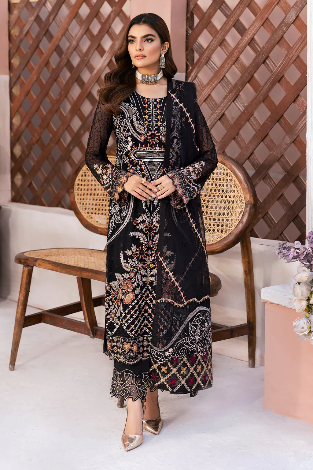 RAMSHA ‘Arzoo’ | Embroidered Chiffon Readymade | U107