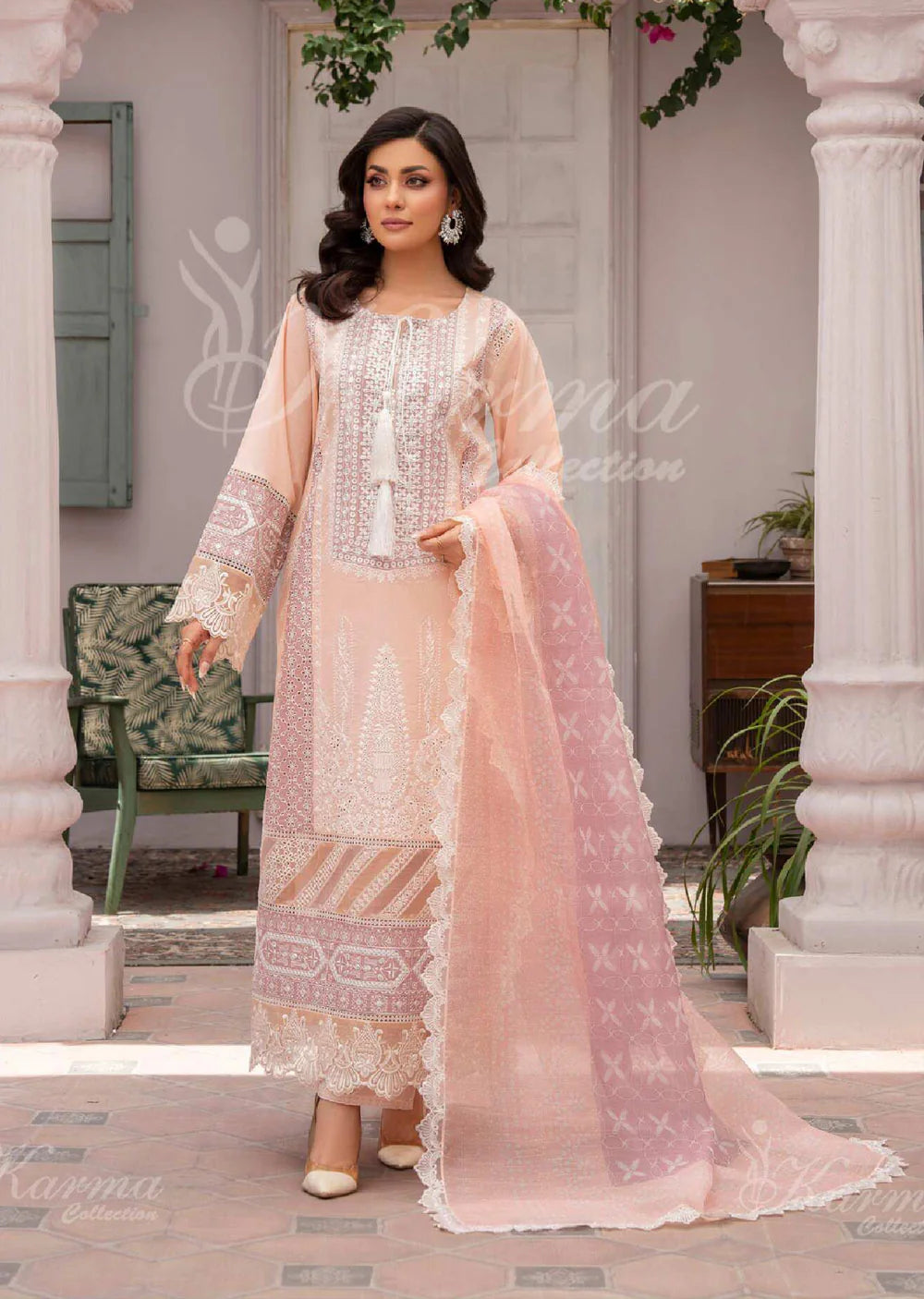 KARMA Collection | Embroidered Cotton Readymade | KMA-1367 (Pink)