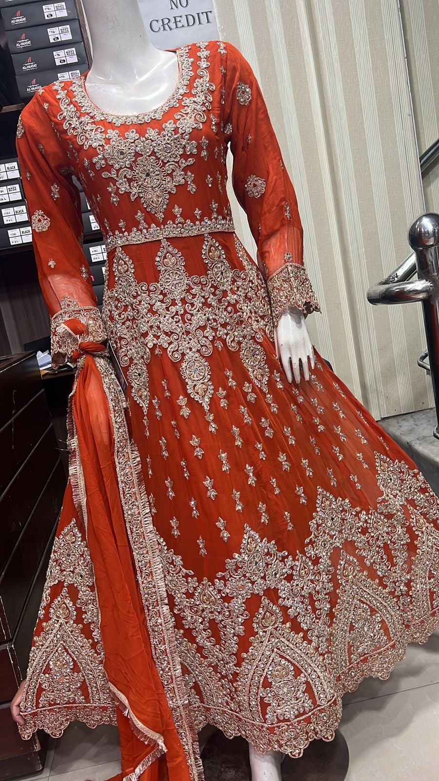 ShaZaib | Embroidered Chiffon Readymade | SZ195 (Orange)